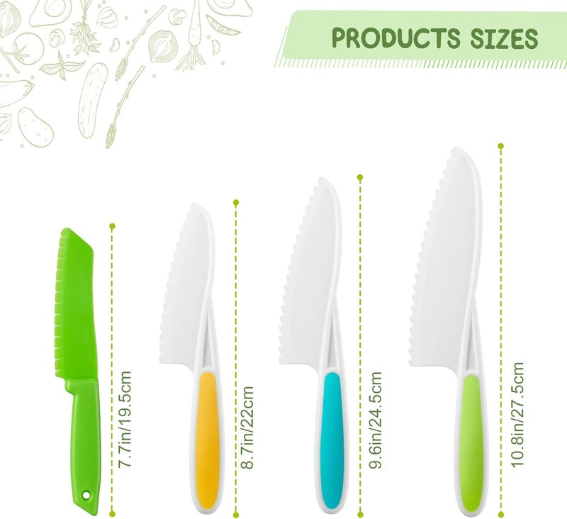 GINDECON kids knife set for real cooking - 4PCS Toddler Knife Set, BPA-Free Plastic Safe Knives for Fruits, Bread & vegetables Kitchen (Ages 3+) - Image 5